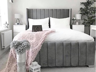 Nova Bed Frame | Slatted base | Ottoman Storage | Wing Shape headboard