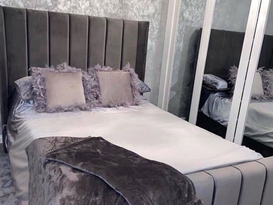 Nova Bed Frame | Slatted base | Ottoman Storage | Wing Shape headboard