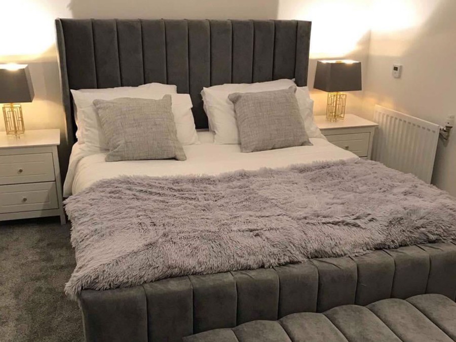 Nova Bed Frame | Slatted base | Ottoman Storage | Wing Shape headboard