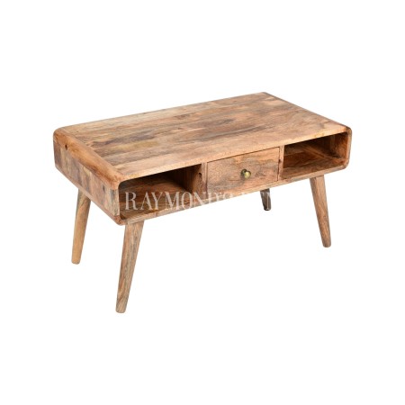 Rustic solid wood coffee table with a drawer