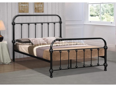 Classical Black metal bed frame | tubular design headboard  | vintage style