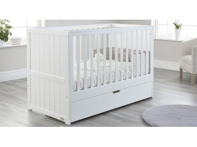 Jo cot bed | Modern cot bed | cot bed with drawer | White Grey cot bed 2