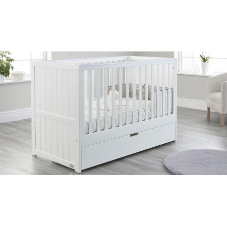 Jo cot bed | Modern cot bed | cot bed with drawer | White Grey cot bed