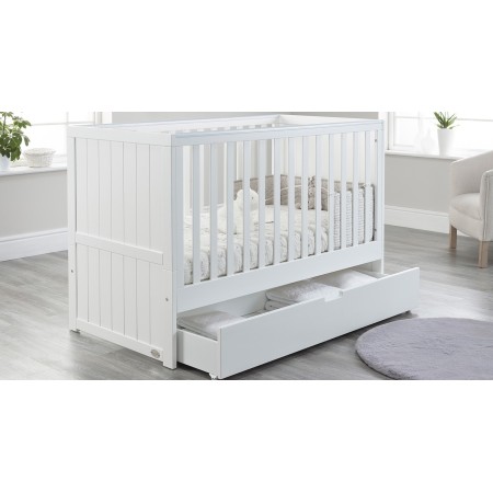 Jo cot bed | Modern cot bed | cot bed with drawer | White Grey cot bed