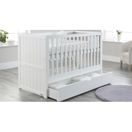 Jo cot bed | Modern cot bed | cot bed with drawer | White Grey cot bed