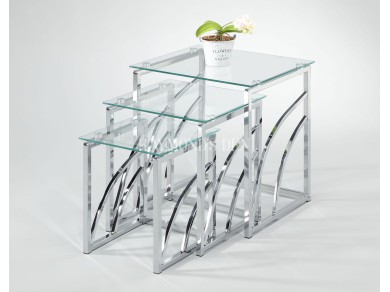 Mira glass nest of tables | Set of tables | Clear glass tables
