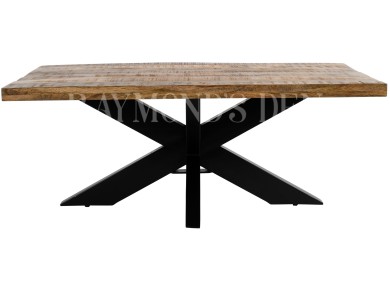 Industrial style coffee solid wood and metal legs X shape