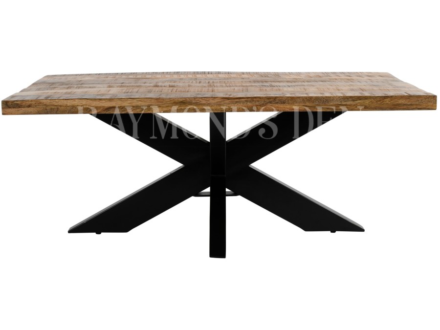 Industrial style coffee solid wood and metal legs X shape