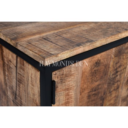 Industrial style solid wood and metal TV stand